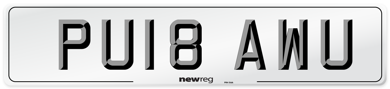 PU18 AWU Number Plate from New Reg